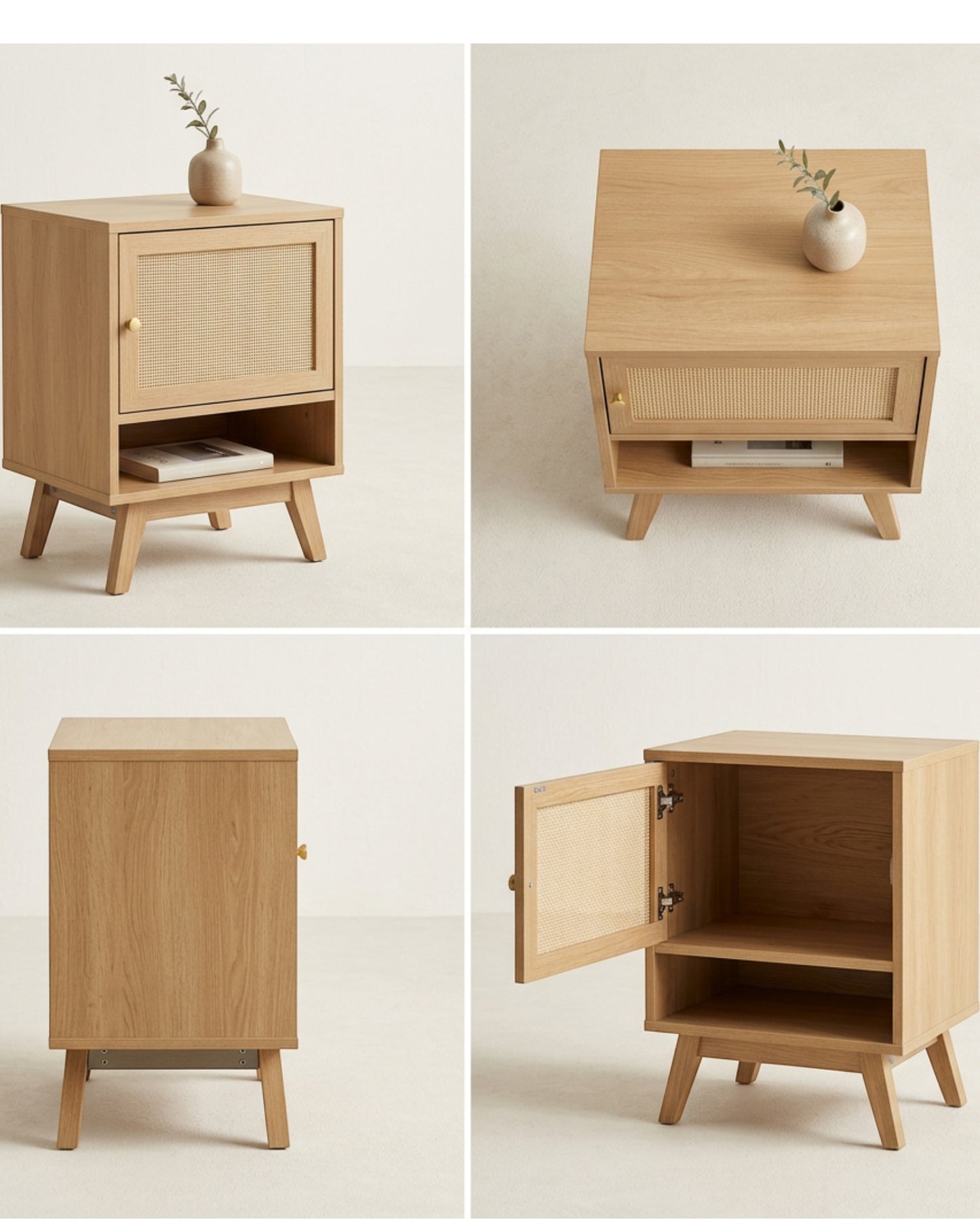 Dayvib Rattan Door Nightstand Natural Oak 24 in