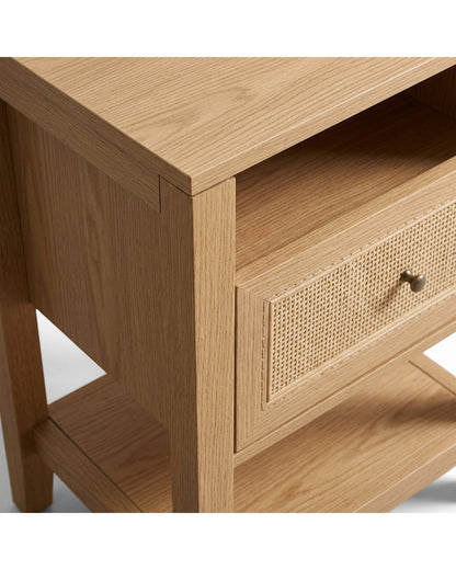 Dayvib Rattan Door Nightstand Natural Oak 24 in