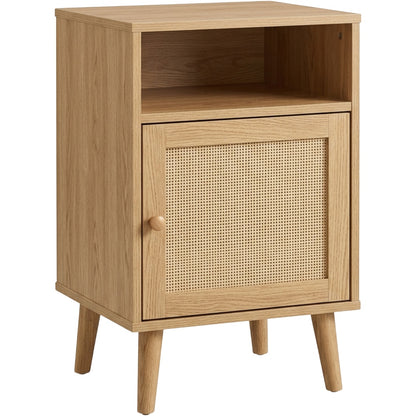 Dayvib Rattan Door Nightstand Natural Oak 24 in