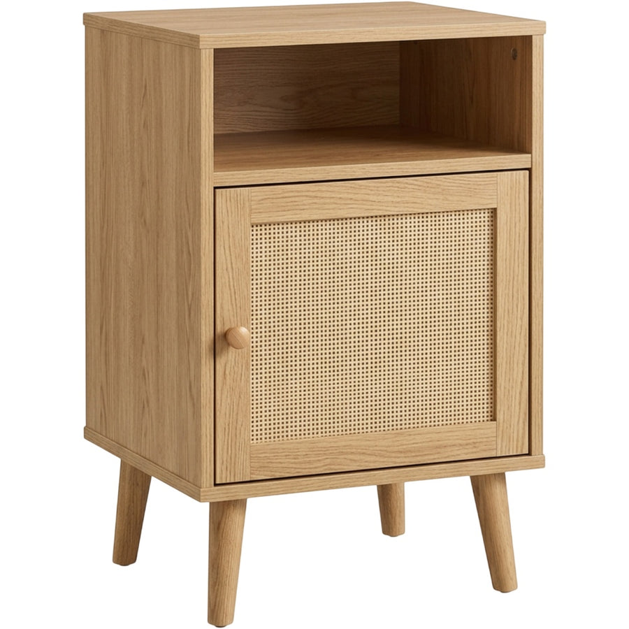 Dayvib Rattan Door Nightstand Natural Oak 24 in