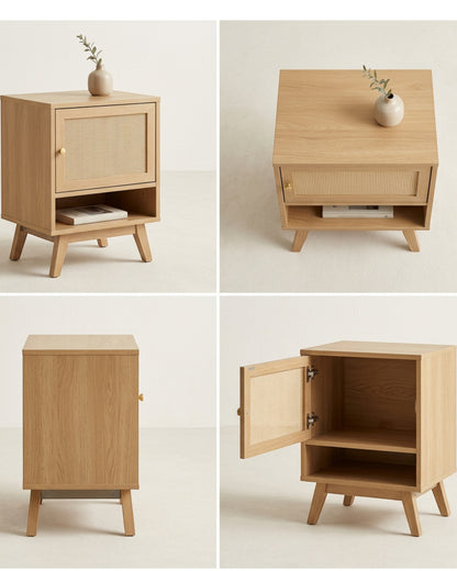 Dayvib Rattan Door Nightstand Natural Oak 24 in