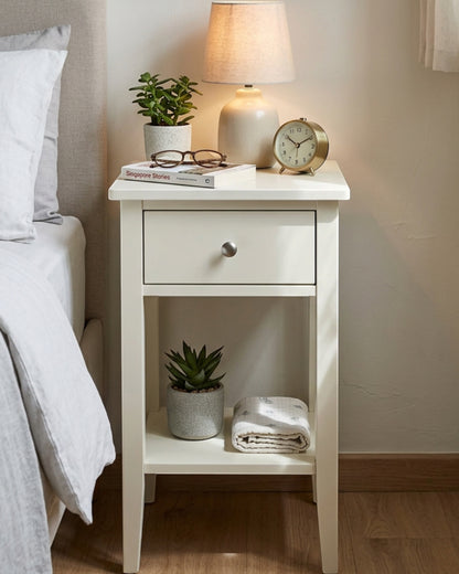 Dayvib Slim Bedside Table Warm White 21 in
