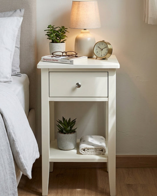Dayvib Slim Bedside Table Warm White 21 in