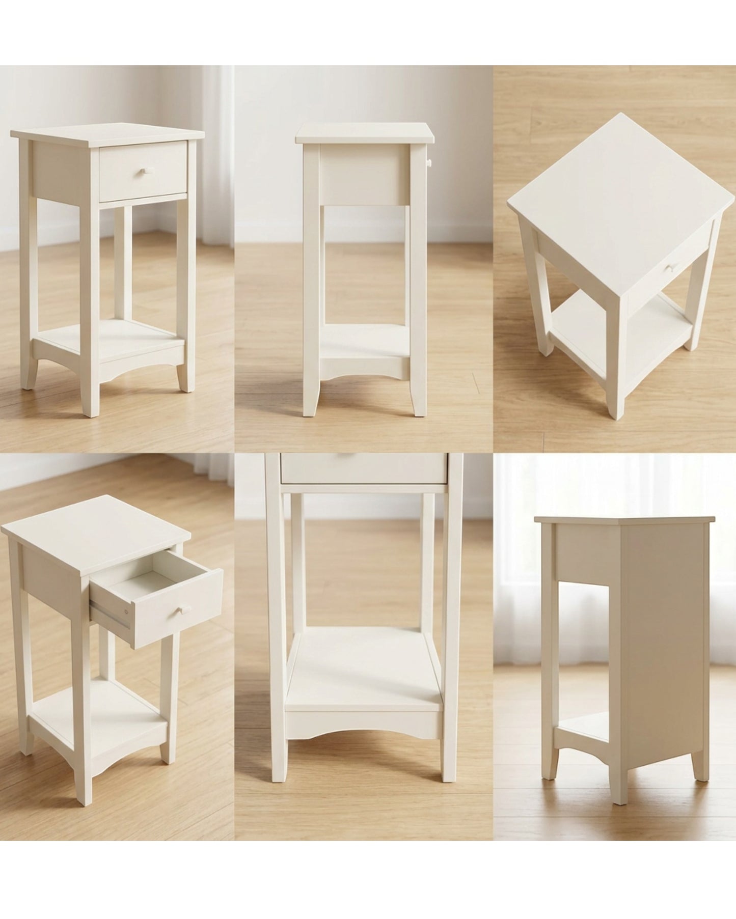 Dayvib Slim Bedside Table Warm White 21 in