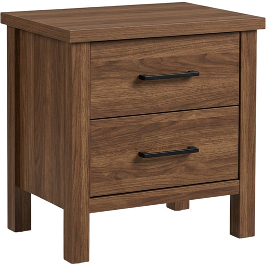 Dayvib Two Drawer Nightstand Walnut Black 23 in
